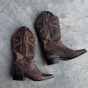 J.B. Dillon Square Toe Leather Cowboy Boots